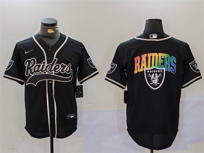 Men's Las Vegas Raiders Black Team Big Logo With Patch Cool Base Stitched Baseball Jersey Men's Las Vegas Raiders Black Team Big Logo With Patch Cool Base Stitched Baseball Jersey